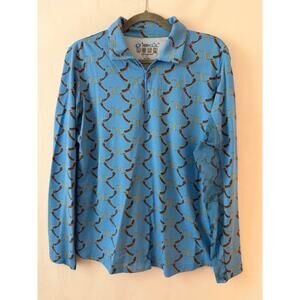 IBKUL Long Sleeve 1/4 Zip Athletic Rash Guard Pullover Stirrups Equestrian Large